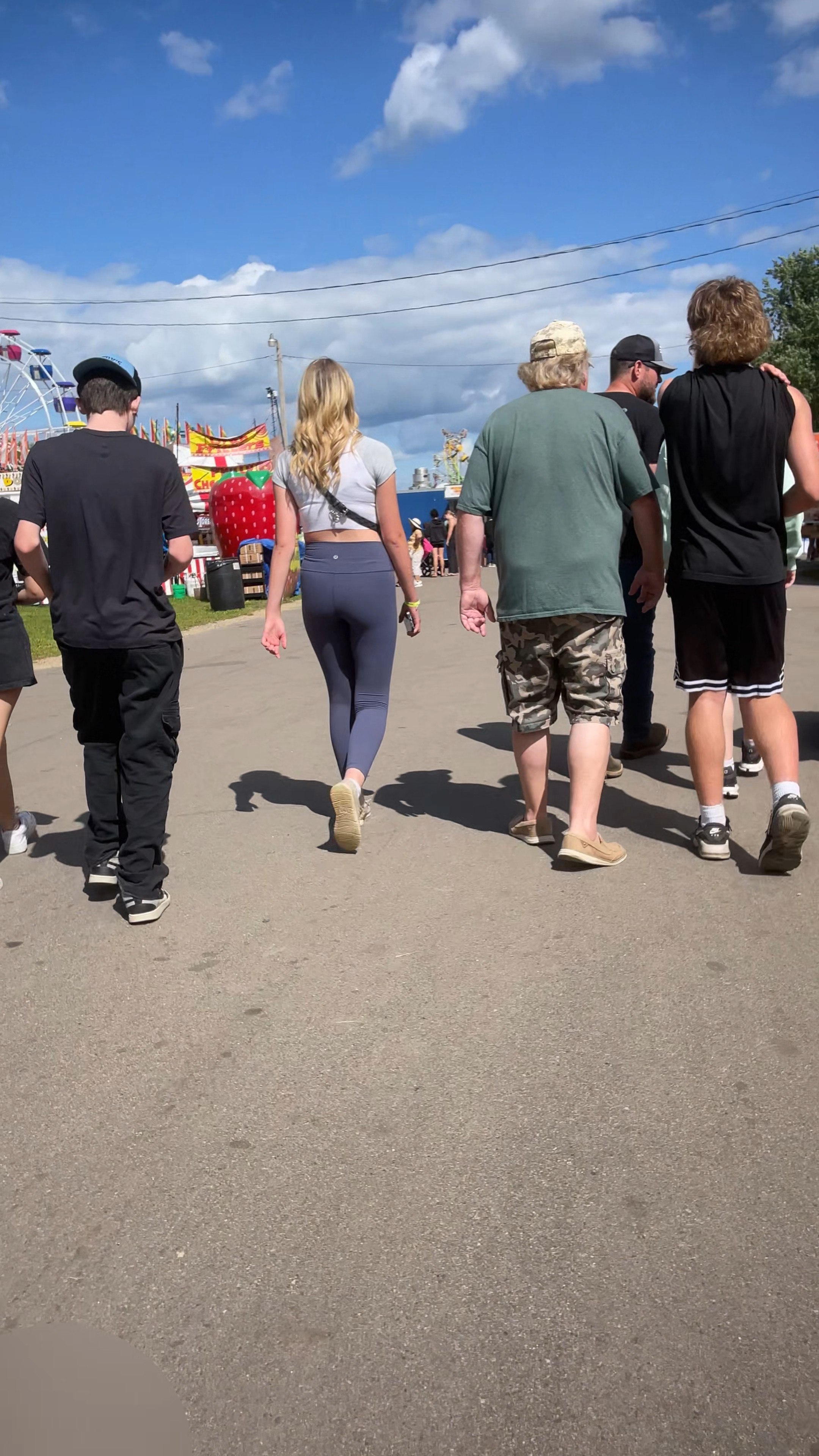Cute fair teen in blue leggings